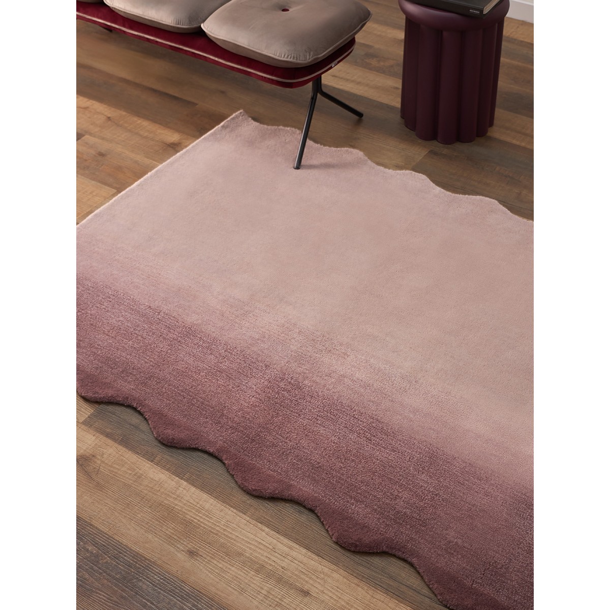 Ковер из шерсти over horizon цвета марсала из коллекции trendy ruffles, 120х180 см