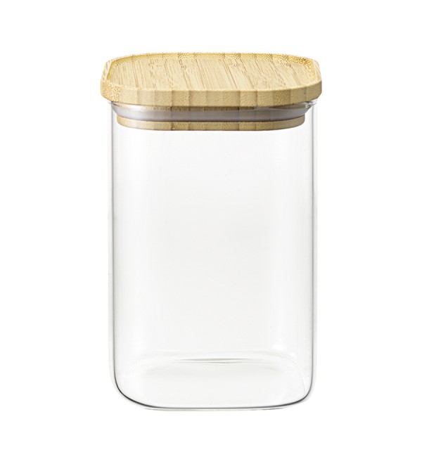 Банка для хранения квадратная glass bamboo, 1,1 л