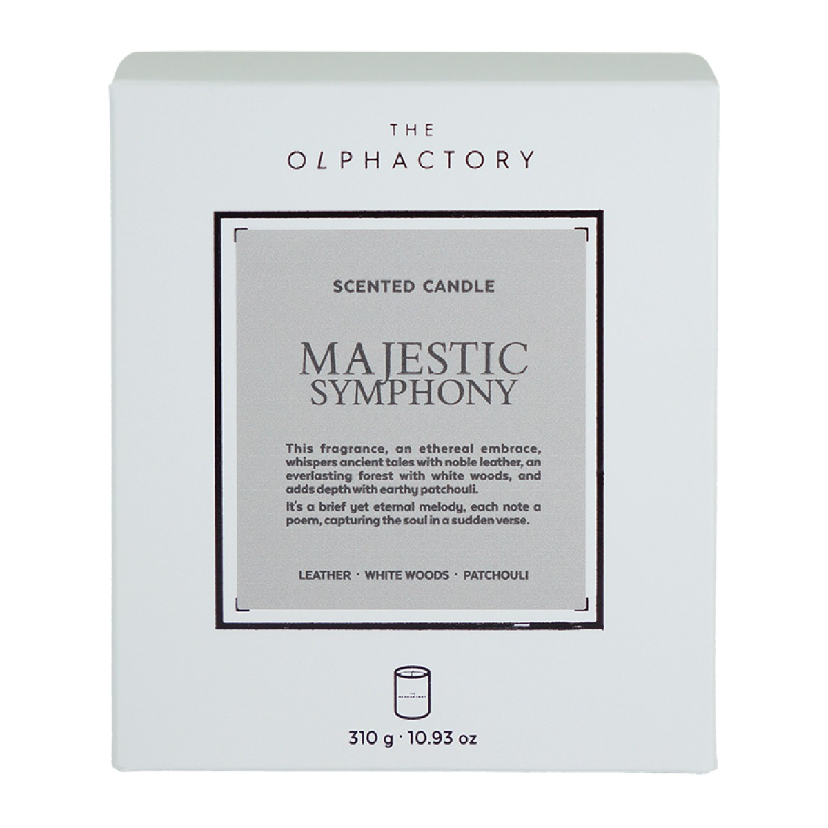 Свеча ароматическая the olphactory, white insignia, majestic symphony, 60 ч