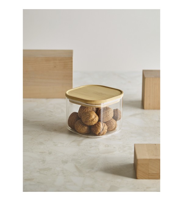 Банка для хранения квадратная glass bamboo,1 л