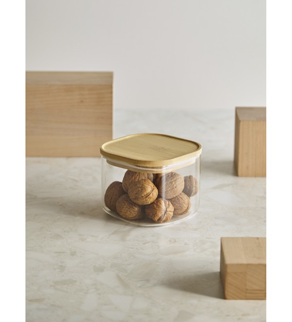 Банка для хранения квадратная glass bamboo,1 л