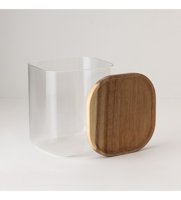 Банка для хранения квадратная glass acacia, 1,5 л