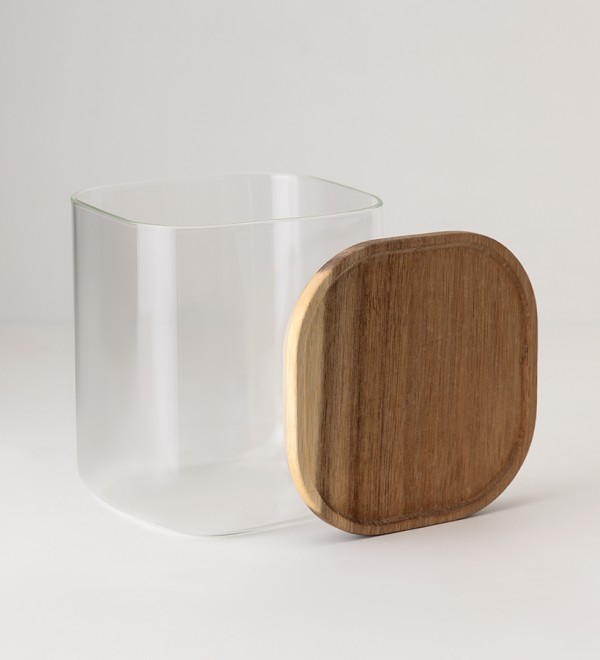 Банка для хранения квадратная glass acacia, 1,5 л