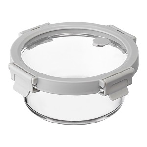 Контейнер для запекания и хранения круглый click glass, 650 мл, светло-серый