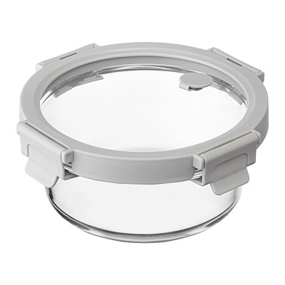 Контейнер для запекания и хранения круглый click glass, 650 мл, светло-серый