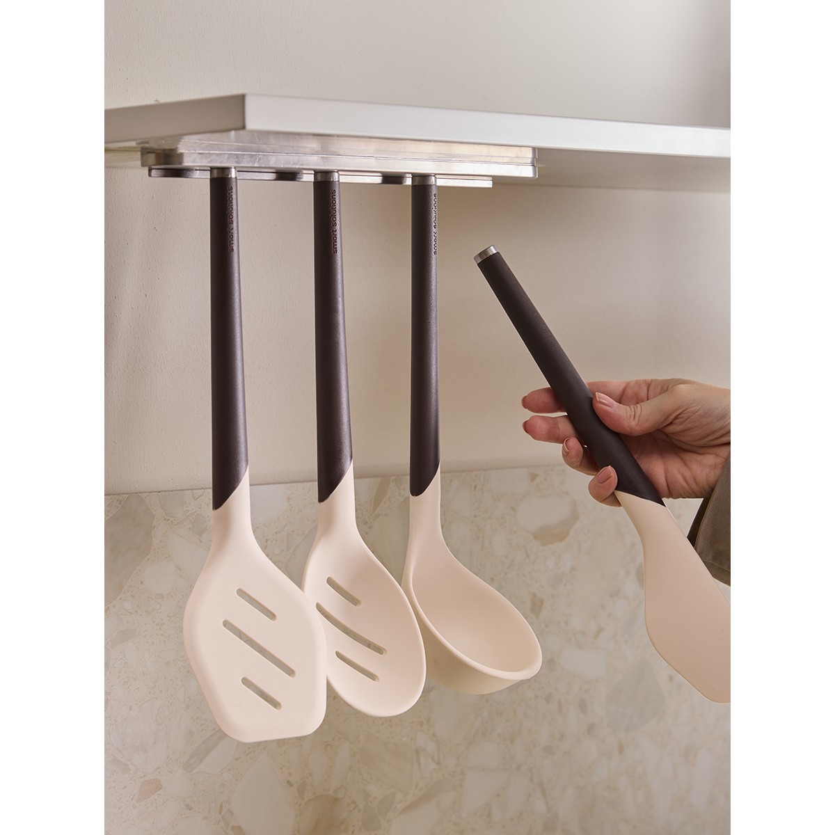 Лопатка с прорезями smartchef, 32 см, бежевая/бордовая