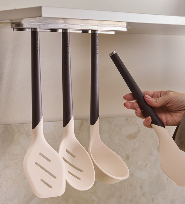 Лопатка с прорезями smartchef, 32 см, бежевая/бордовая