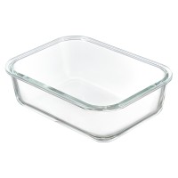 Контейнер для запекания и хранения прямоугольный click glass, 1,5 л, светло-серый