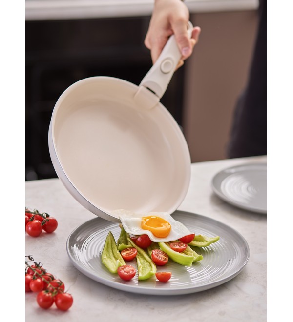 Набор посуды для приготовления со съемной ручкой smart ceramic, 7 предметов, цвета топленого молока