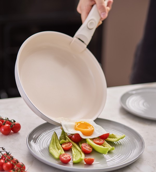 Набор посуды для приготовления со съемной ручкой smart ceramic, 7 предметов, цвета топленого молока