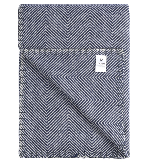 Плед из шерсти мериноса темно-синего цвета из коллекции essential, 130х180 см