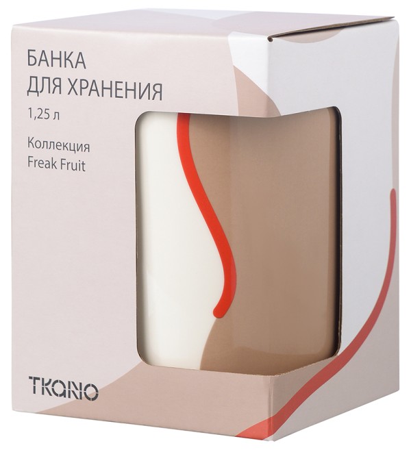 Банка для хранения бежевого цвета с авторским принтом из коллекции freak fruit, 1,25л