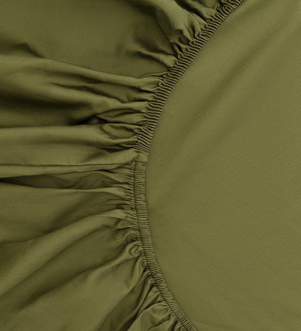 Простыня на резинке из сатина из коллекции meditation, olive, 180х200х30 см