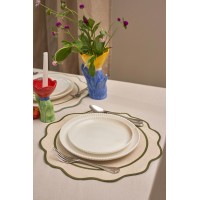 Салфетка под приборы anemone из коллекции trendy ruffles, D38 см, оливковый