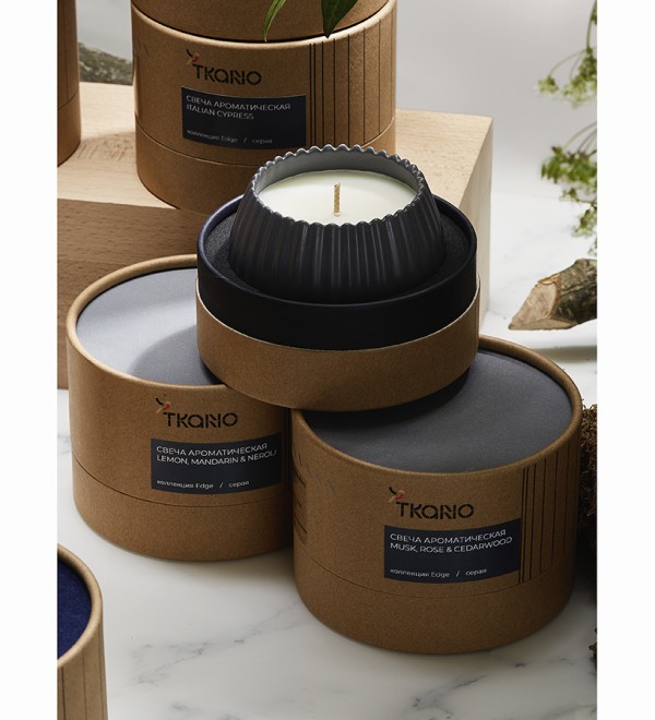 Свеча ароматическая sandalwood, bergamot & citrus из коллекции edge, серый, 30 ч