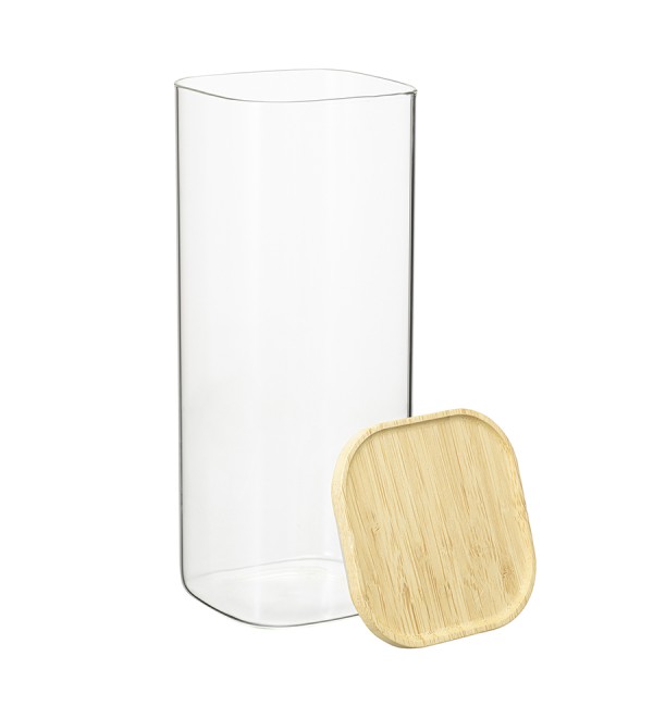 Банка для хранения квадратная glass bamboo, 1,9 л