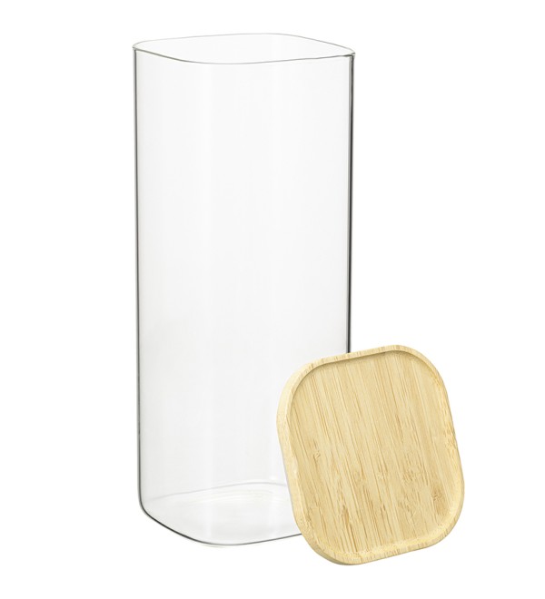 Банка для хранения квадратная glass bamboo, 1,9 л