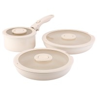 Набор посуды для приготовления со съемной ручкой smart ceramic, 7 предметов, цвета топленого молока