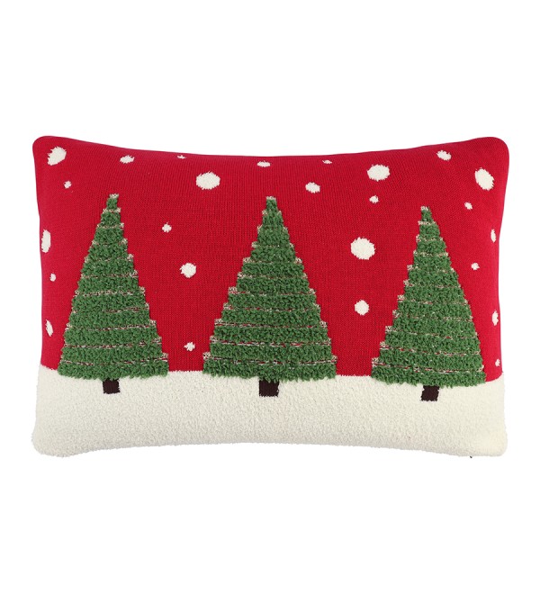 Подушка вязаная с новогодним рисунком festive wood из коллекции new year essential, 40x60 см