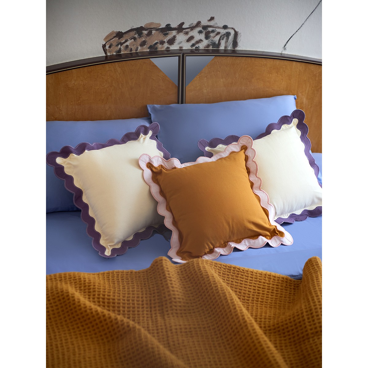Чехол на подушку с контрастным кантом розового цвета из коллекции trendy ruffles, 40х40 см