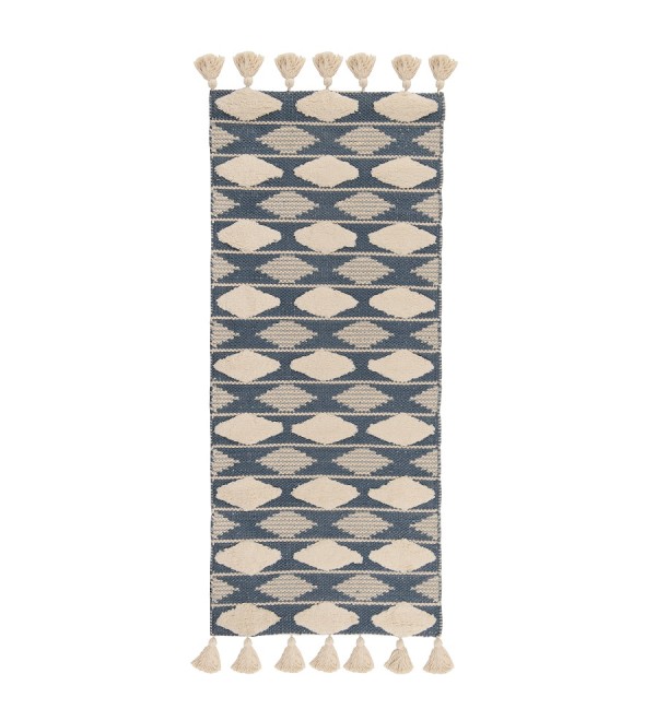 Ковер из хлопка синего цвета argyle из коллекции ethnic, 70х160 см