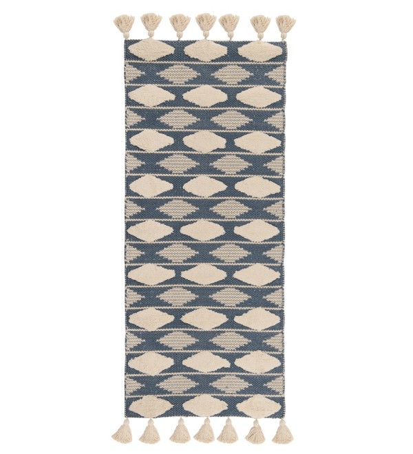Ковер из хлопка синего цвета argyle из коллекции ethnic, 70х160 см