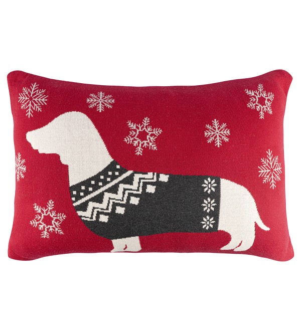 Подушка вязаная с новогодним рисунком fancy doggy из коллекции new year essential, 40х60 см