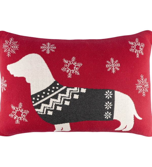 Подушка вязаная с новогодним рисунком fancy doggy из коллекции new year essential, 40х60 см