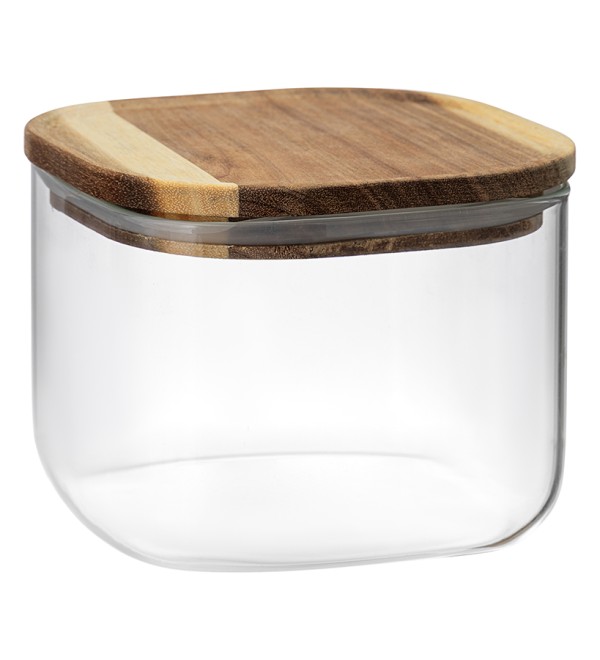 Банка для хранения квадратная glass acacia,1 л