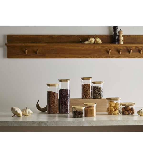 Банка для хранения квадратная glass bamboo, 600 мл