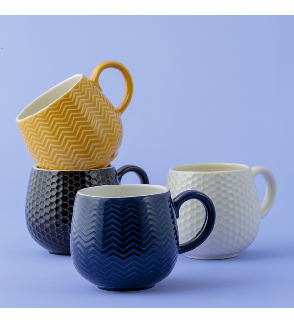 Кружка embossed, 350 мл, горчичная