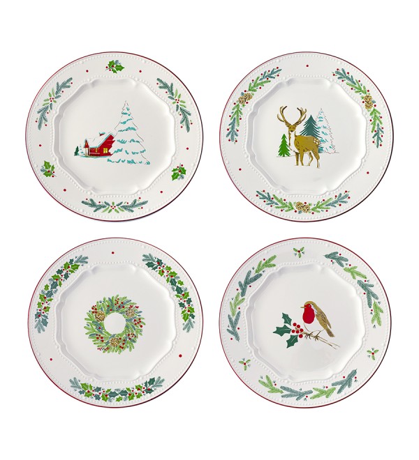 Набор из четырех тарелок nordic winter из коллекции new year essential, D23 см