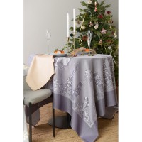 Скатерть из хлопка фиолетово-серого цвета с рисунком Щелкунчик, new year essential, 180х260см