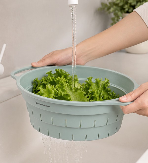 Дуршлаг складной силиконовый smart helper, D25,5 см, шалфей