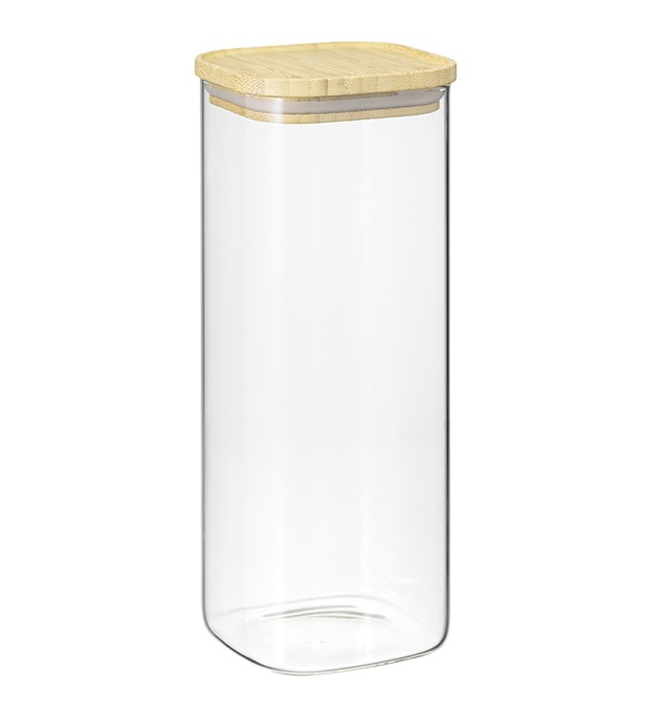 Банка для хранения квадратная glass bamboo, 1,9 л