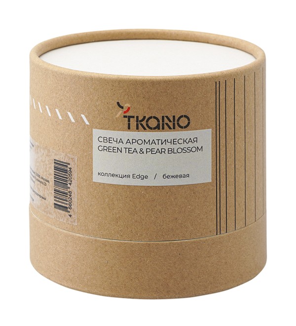Свеча ароматическая с деревянным фитилём green tea & pear blossom из коллекции edge, бежевый, 60 ч