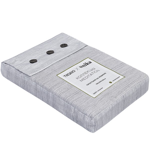 Простыня на резинке из сатина из коллекции meditation, olive, 180х200х30 см