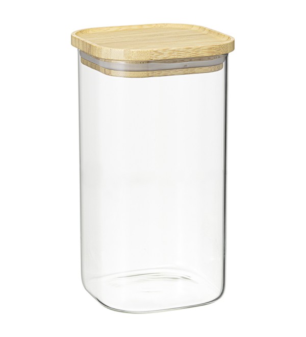 Банка для хранения квадратная glass bamboo, 1,4 л