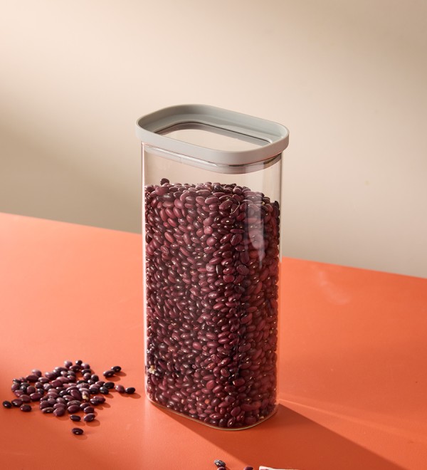 Банка для хранения прямоугольная vacuum glass, 1,75 л, светло-серая