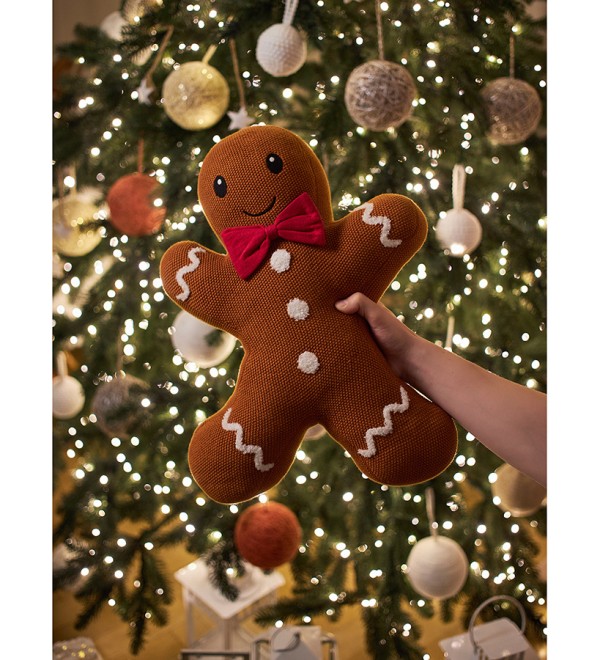 Подушка вязаная classy gingerbread из коллекции new year essential, 38х44 см