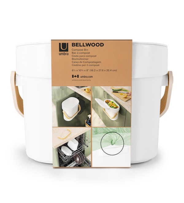 Контейнер для пищевых отходов bellwood, белый/натуральное дерево