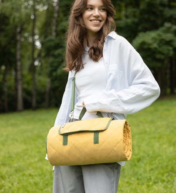 Плед для пикника и отдыха на пляже smart picnic, горчичный