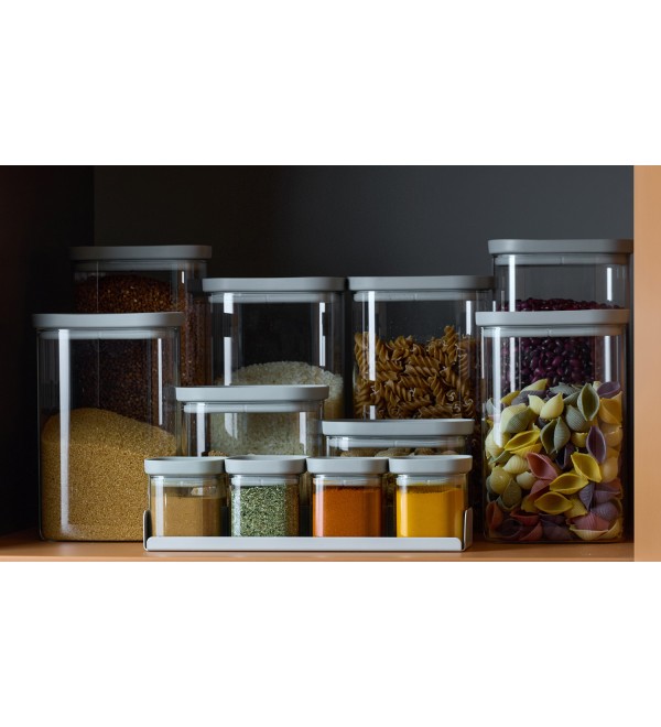 Банка для хранения прямоугольная vacuum glass, 1,5 л, светло-серая