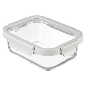 Контейнер для запекания и хранения прямоугольный click glass, 1 л, светло-серый