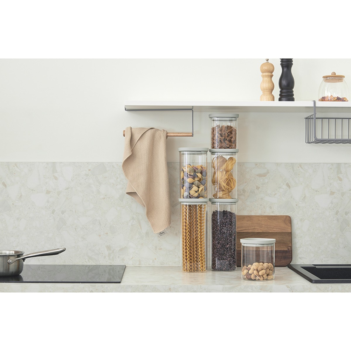 Банка для хранения квадратная vacuum glass, 1 л, светло-серая