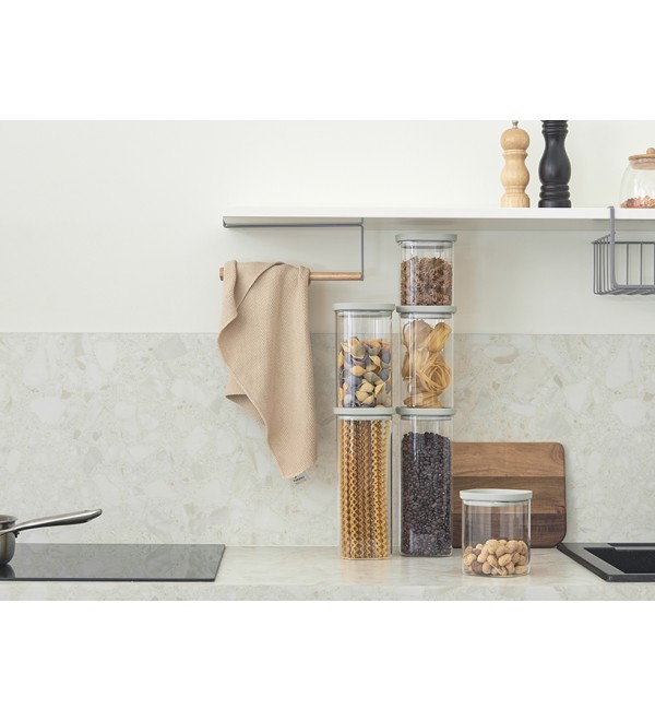 Банка для хранения квадратная vacuum glass, 1 л, светло-серая