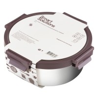Контейнер стальной круглый click steel, 1,5 л, сливовый