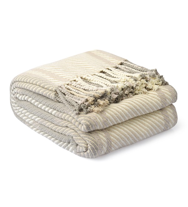 Покрывало из хлопка warm traditions бежево-серого цвета из коллекции essential, 180х250 см