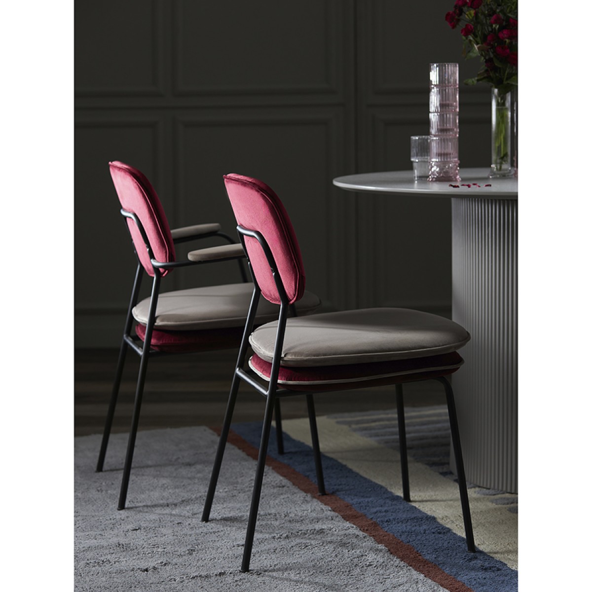 Стул pea, велюр, бордовый/бежевый