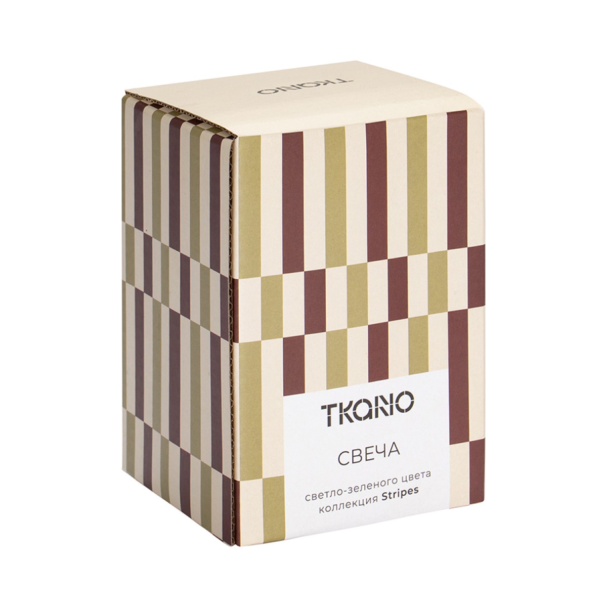 Свеча в полоску светло-зеленого цвета из коллекции stripes, 10см